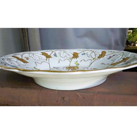 Stunning Antique von Schierholz Gold Gilded Leaves Relief Molded Porcelain Bowl - Picture 5 of 13